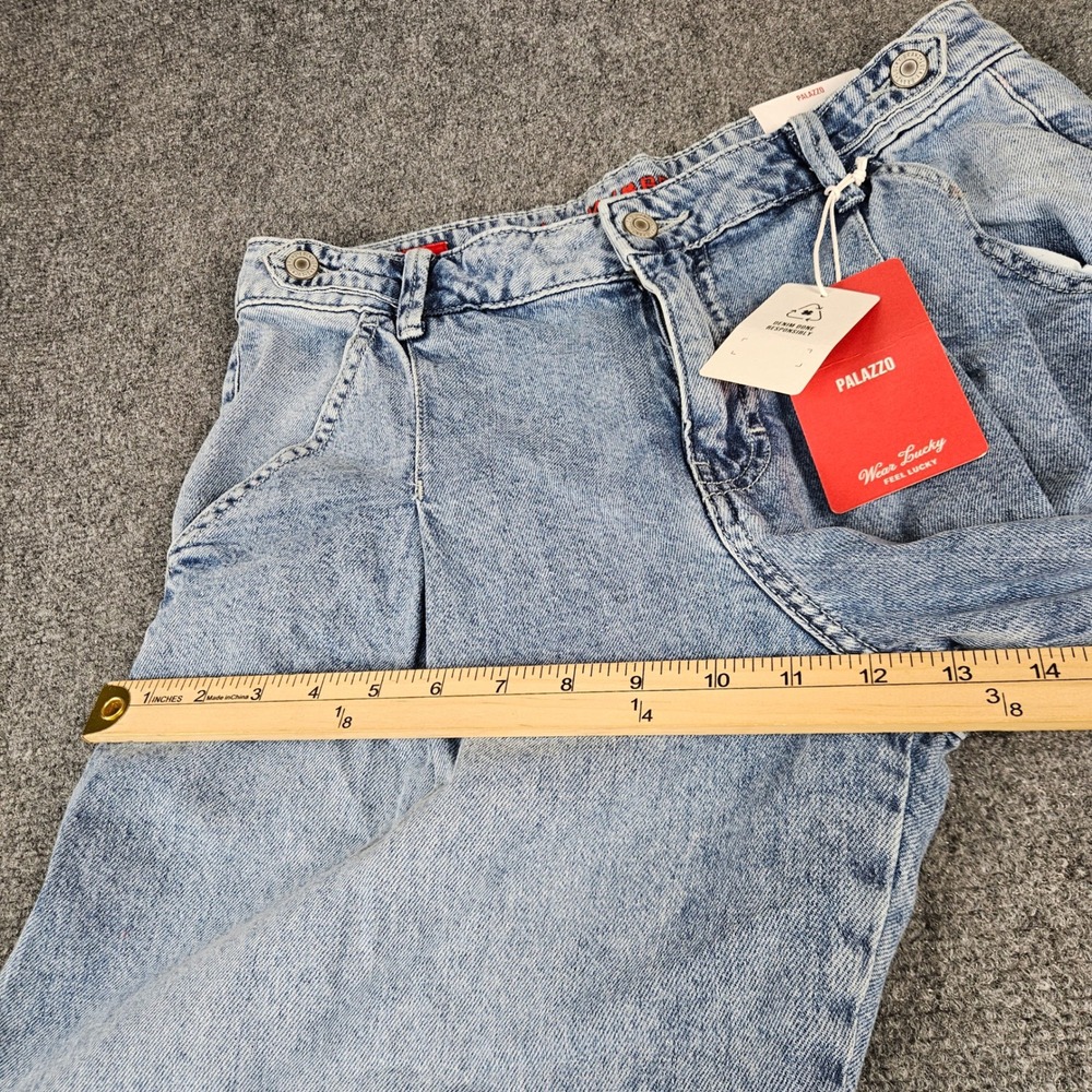 Lucky Brand Palazzo Wide Leg Rigid Denim Jeans Light Wash Blue 6/28 R New - Picture 10 of 16